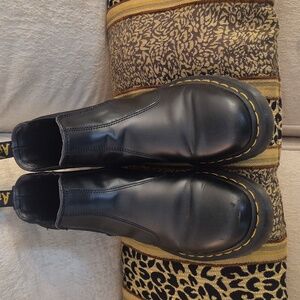 Dr. Martens Black Leather Boots with Gold Accents. CHELSEA BOOT
